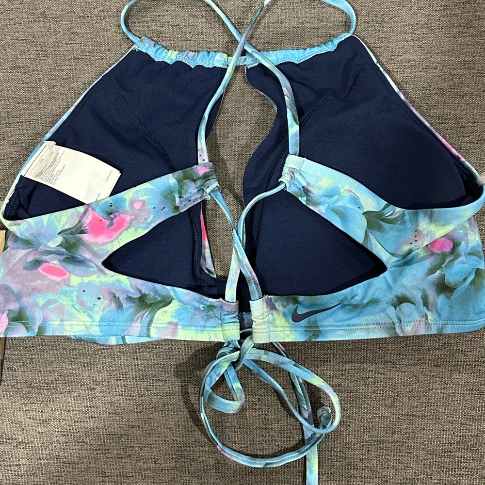 Nike Women's Swim Top - Blue and Pink Floral - Picture 3 of 4